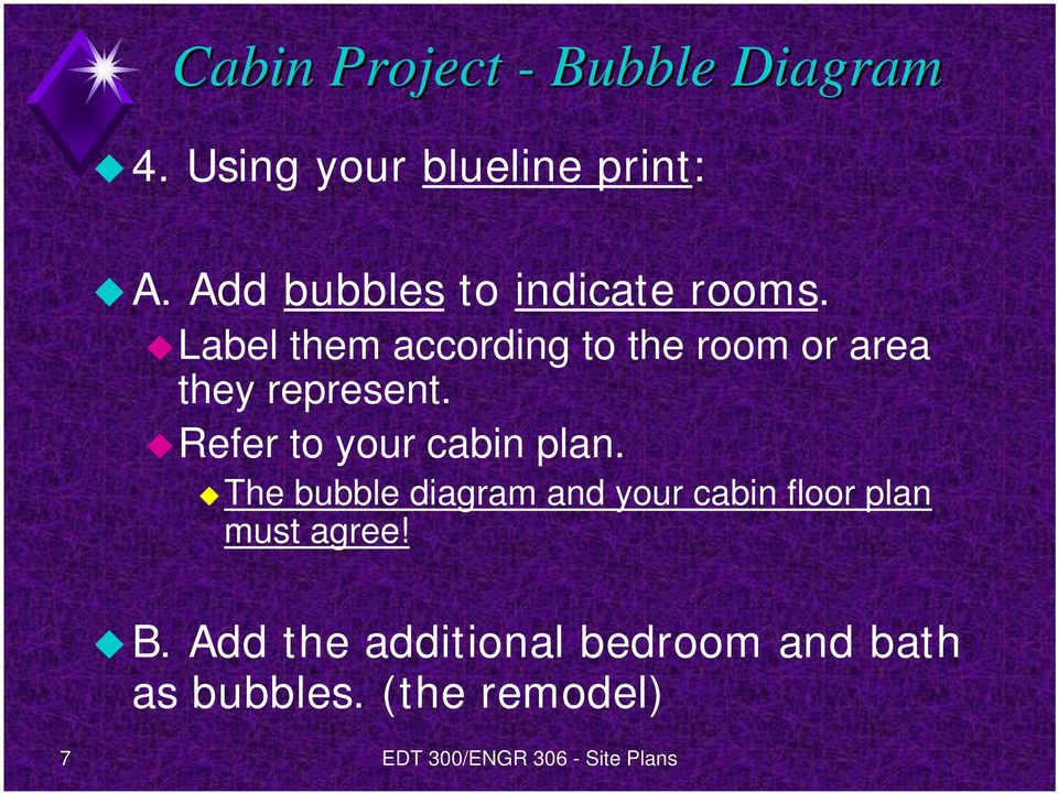 Label them according to the room or area they represent. Refer to your cabin plan.
