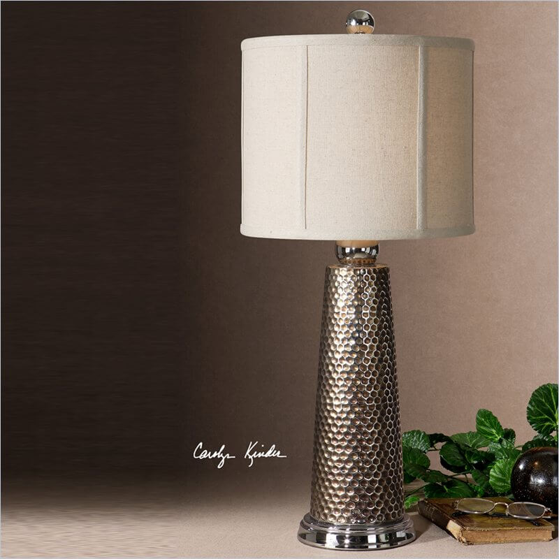 Our first buffet lamp is a metal creation in contemporary styling.