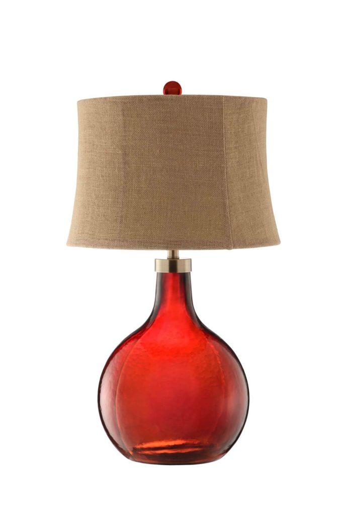 Our first standard table lamp is a traditional styled model, with rounded glass base and straw colored shade.