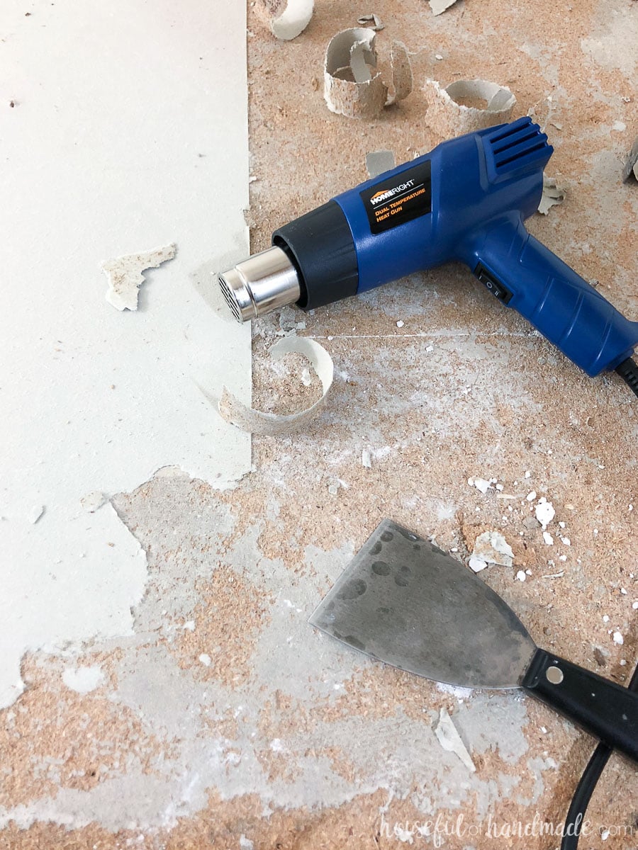 Learn how to easily remove old linoleum with a heat gun. Get ready for your next remodel.