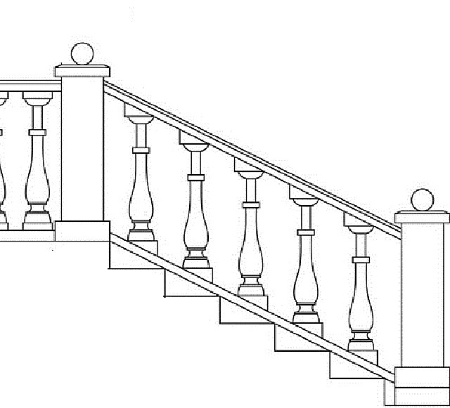 Принцип установки балясин на тетиве лестницы