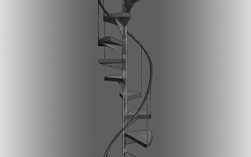 Drawing of a spiral staircase